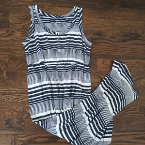 Blue and white stripe maxi dress